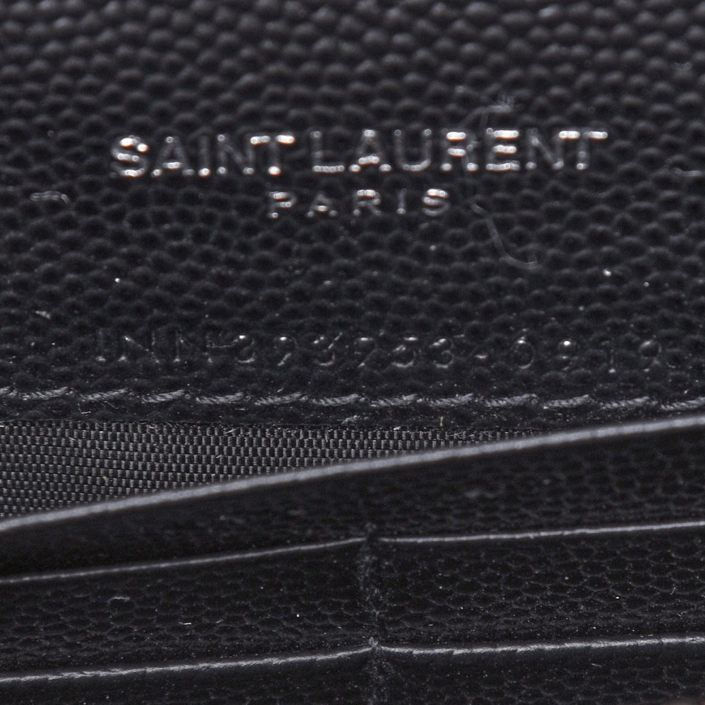 Grain De Poudre Matelasse Chevron Monogram Envelope Chain Wallet Black