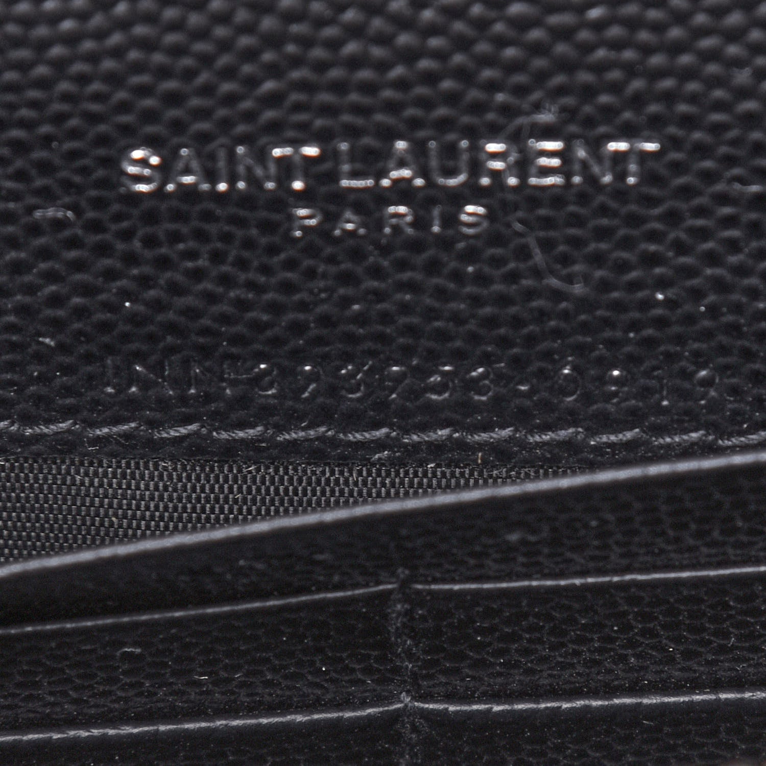 Saint Laurent Grain De Poudre Matelasse Chevron Monogram Envelope Chain Wallet Black 7 of 10