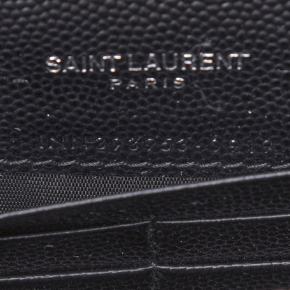 Saint Laurent Grain De Poudre Matelasse Chevron Monogram Envelope Chain Wallet Black 7 of 10