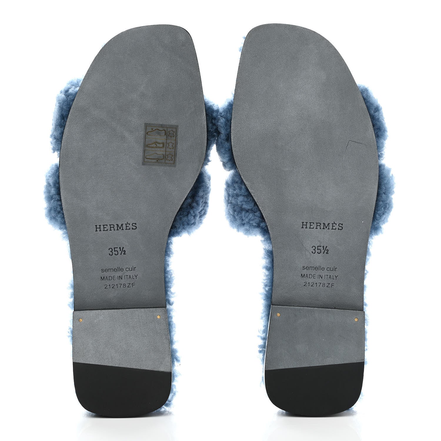 Hermes Woolskin Oran Sandals 35.5 Bleu 5 of 7
