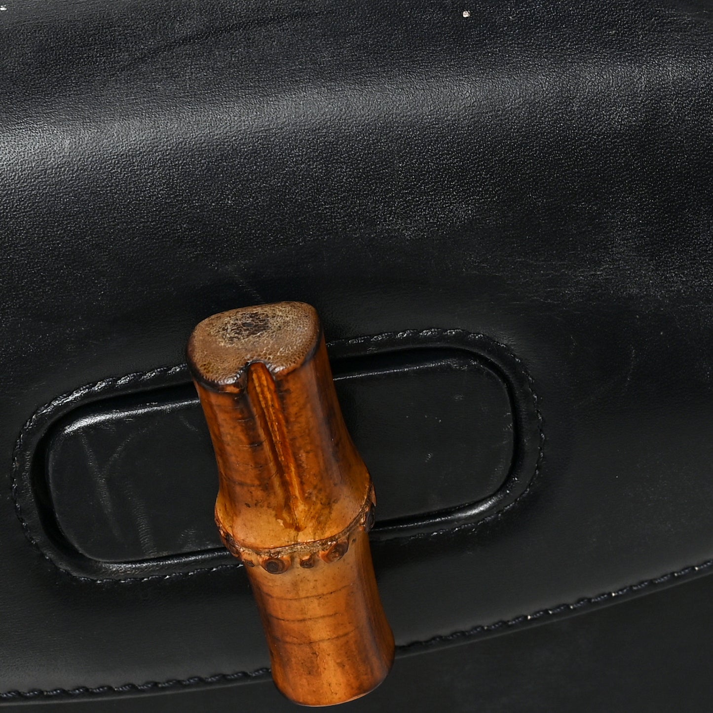 Calfskin Bamboo Top Handle Bag Black