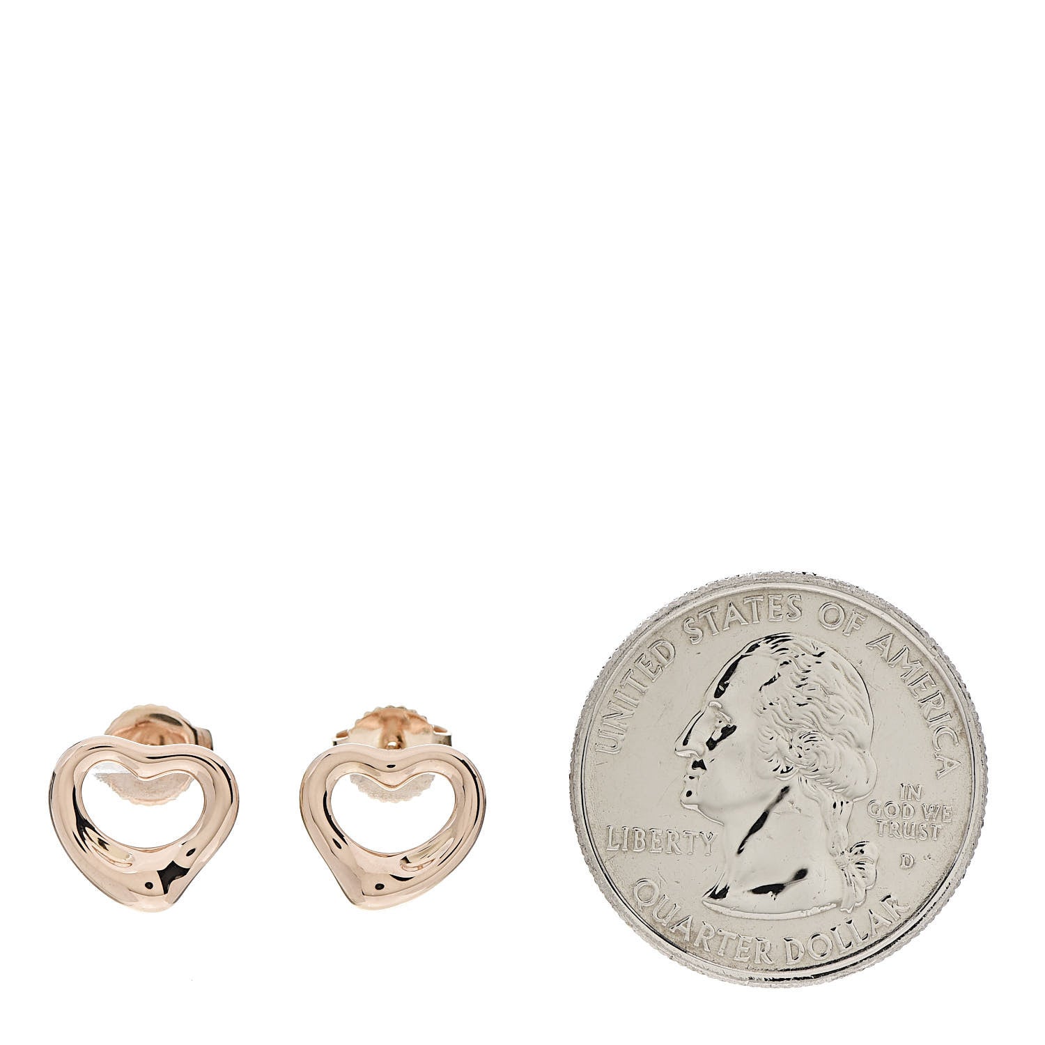 Tiffany 18K Rose Gold 7mm Elsa Peretti Open Heart Earrings 2 of 4