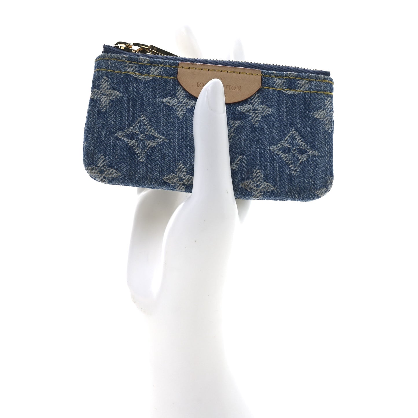 Monogram Denim Key Pouch Denim Blue