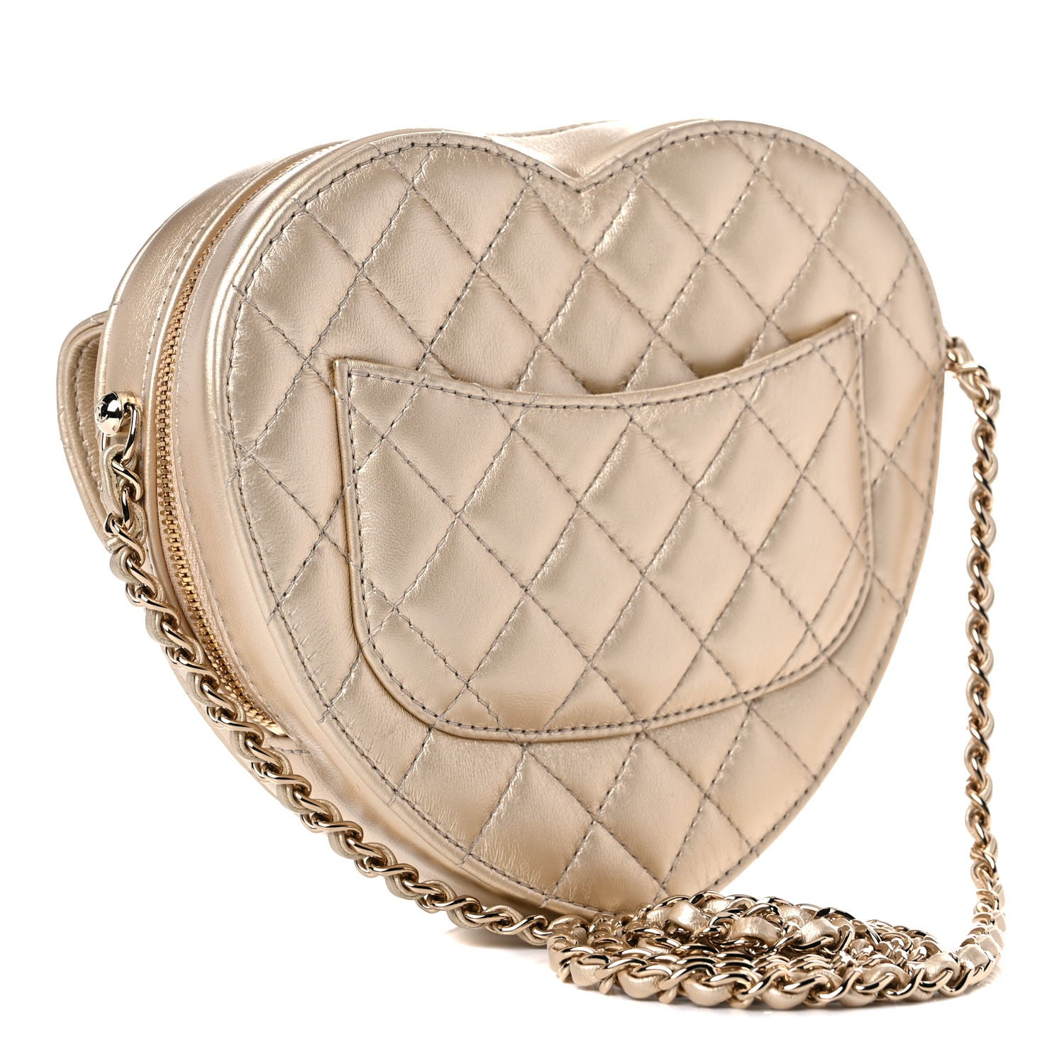 Chanel Metallic Lambskin Quilted CC In Love Heart Bag Gold 3 of 10