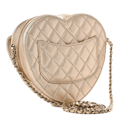 Chanel Metallic Lambskin Quilted CC In Love Heart Bag Gold 3 of 10