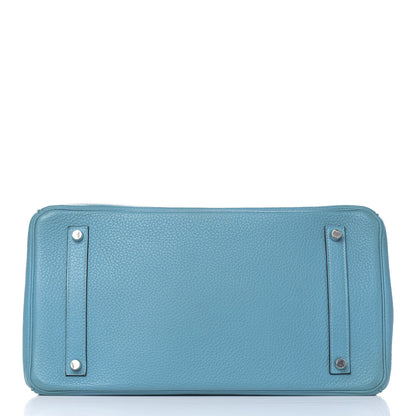Hermes Taurillon Clemence Birkin 35 Turquoise 28 of 32