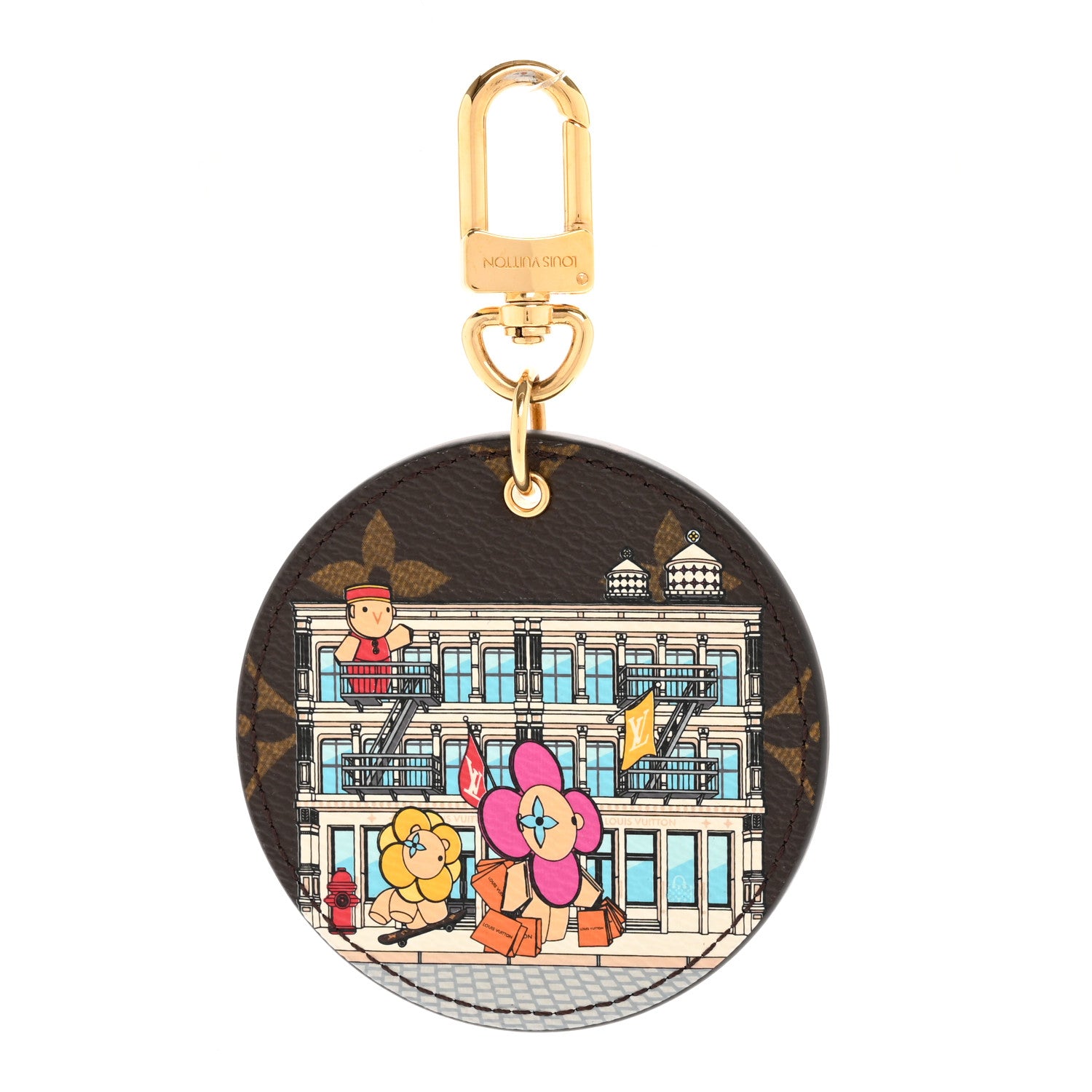 Louis Vuitton Monogram 2022 Christmas Animation New York Soho Bag Charm Key Ring Yellow 1 of 5