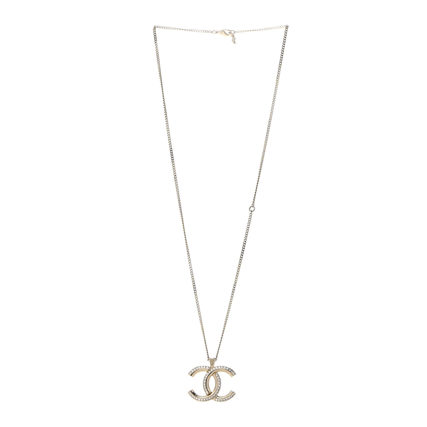 Crystal CC Pendant Necklace Gold