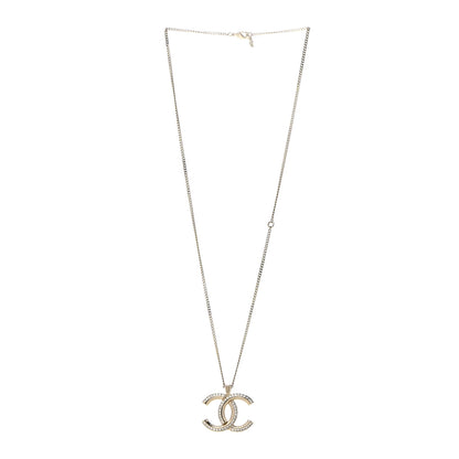 Chanel Crystal CC Pendant Necklace Gold 3 of 7