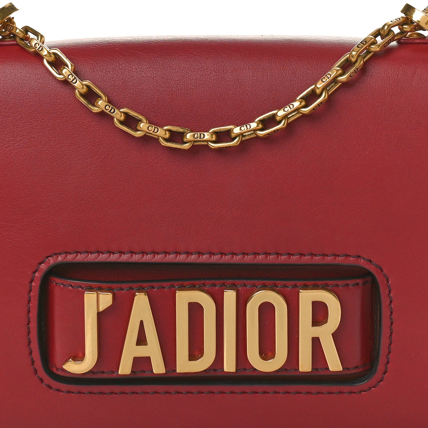 Calfskin J'Adior Chain Flap Bag Red