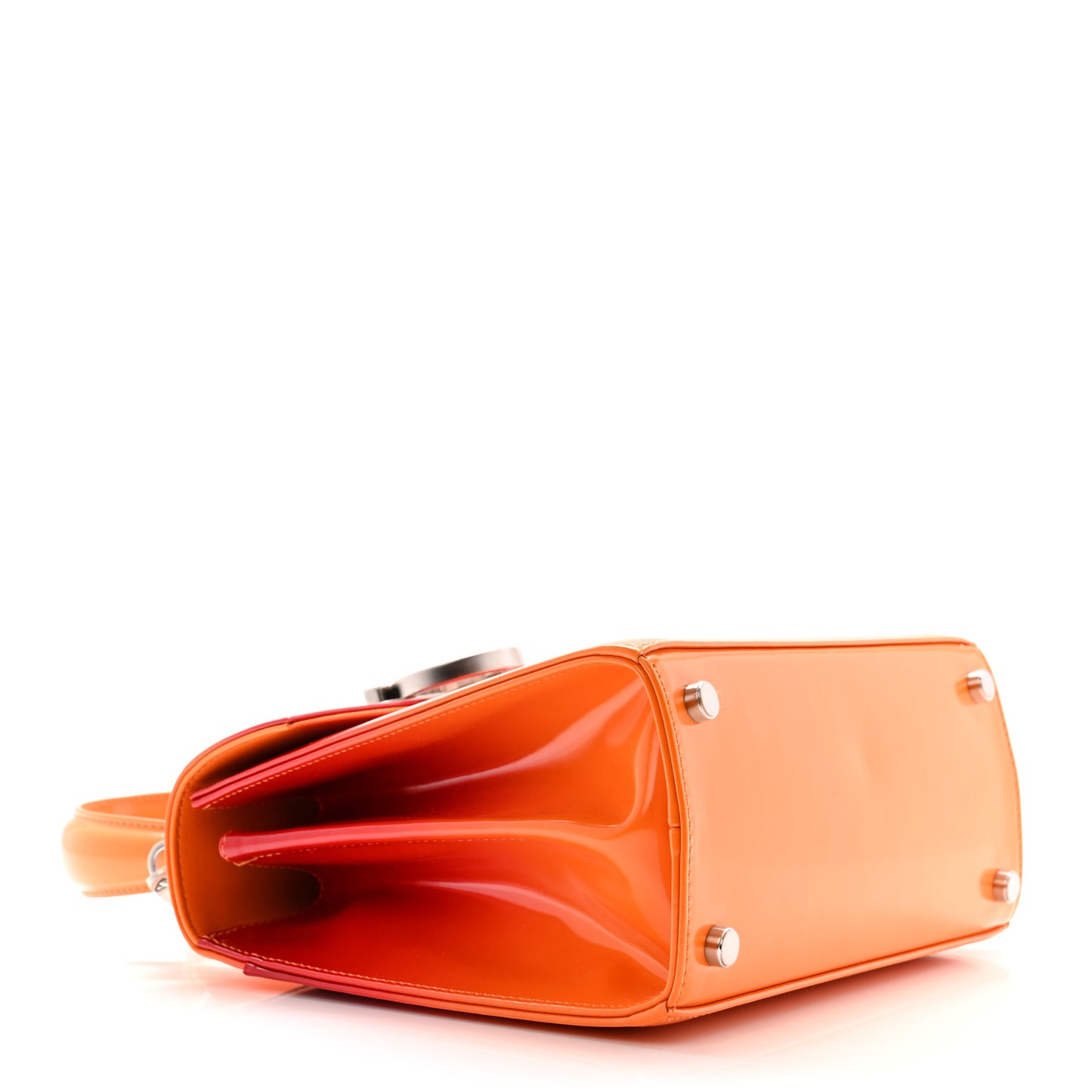 Brushed Calfskin Airbrush Small Iconic Top Handle Bag Orange Multicolor