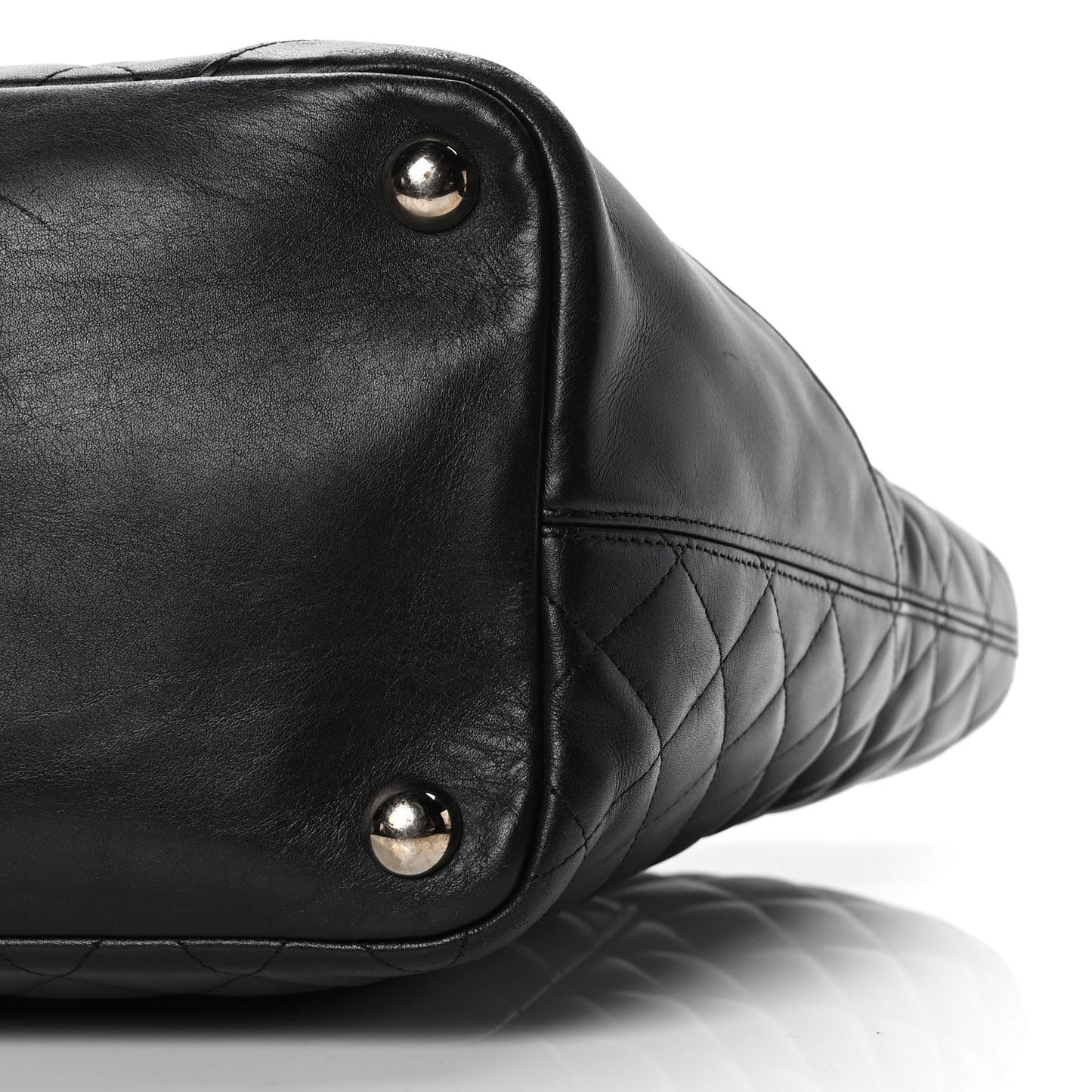 Calfskin Quilted Large Cambon Tote Black