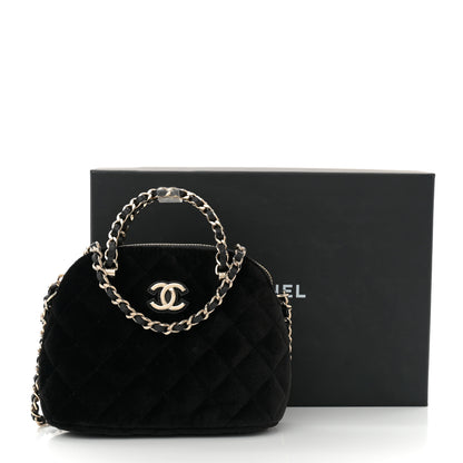 Chanel Velvet Quilted Shiny Coco Clutch With Chain Black 11 of 11