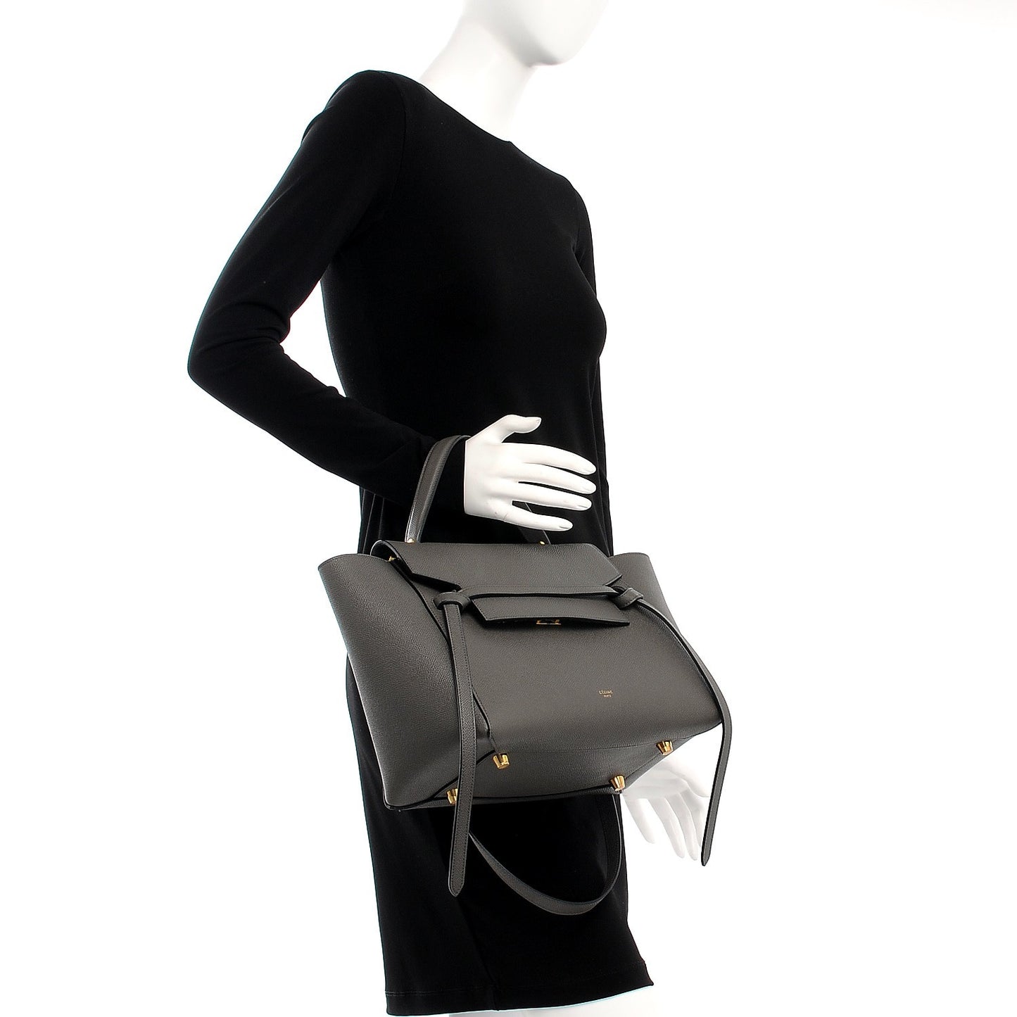 Grained Calfskin Mini Belt Bag Grey