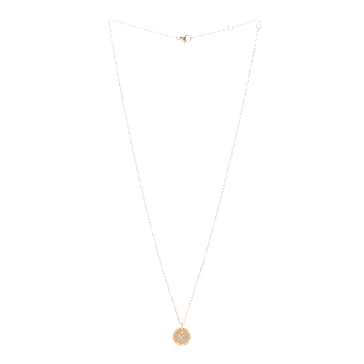 18K Yellow Gold Diamond Initial K Charm Pendant Necklace