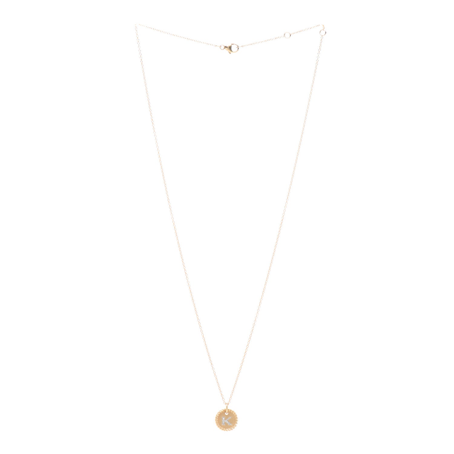 David Yurman 18K Yellow Gold Diamond Initial K Charm Pendant Necklace 3 of 5