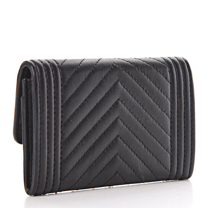 Chanel Lambskin Chevron Quilted Boy Card Holder Black 3 of 11