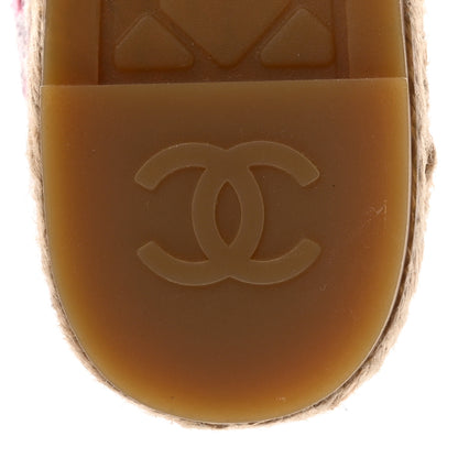 Chanel Tweed Grosgrain CC Espadrilles 39 Pink Multicolor 7 of 12