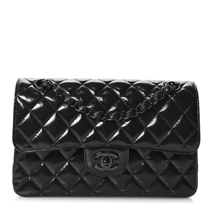 Chanel Shiny Crumpled Calfskin Quilted Small Double Flap So Black 1 of 10