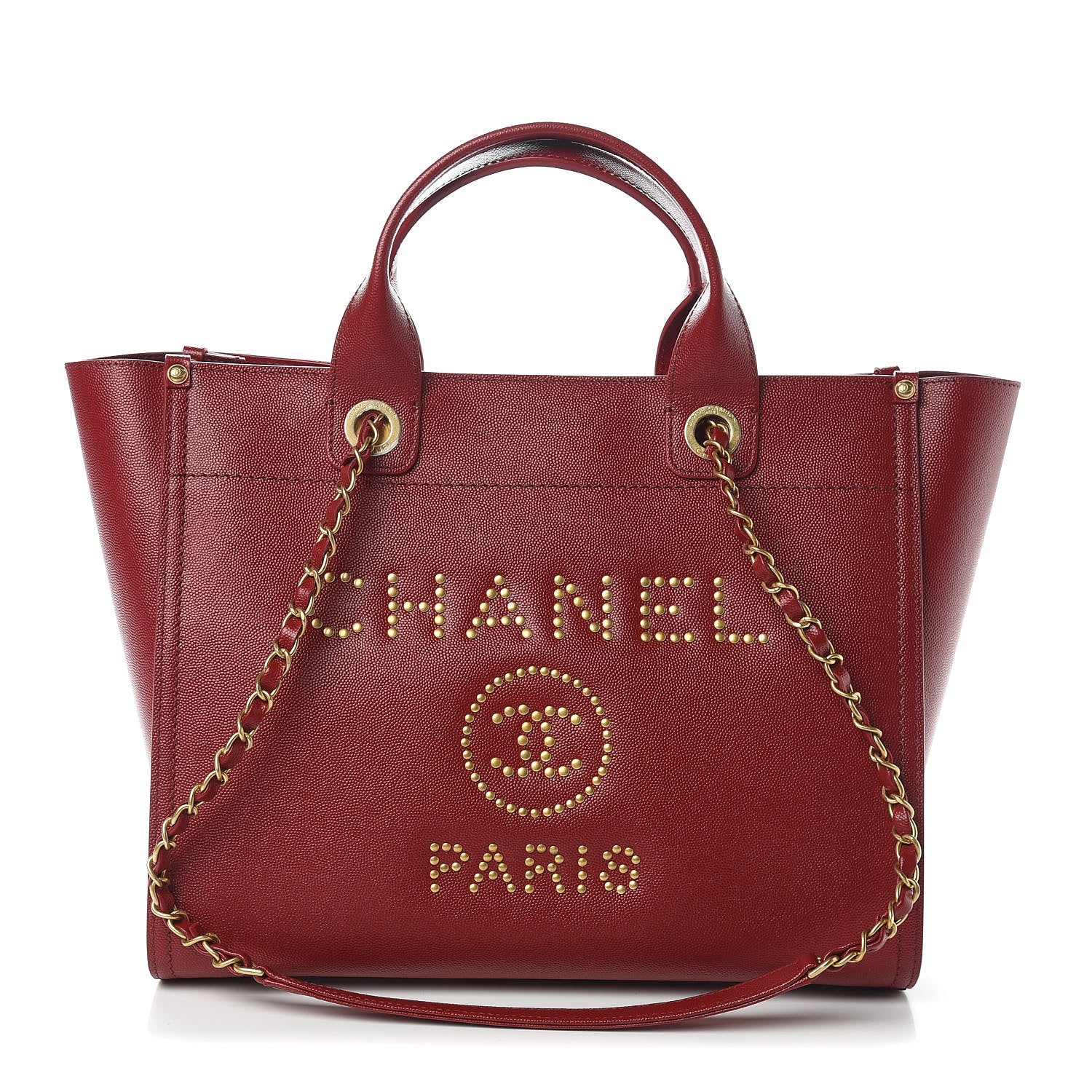Chanel Caviar Small Studded Deauville Tote Burgundy 1 of 10