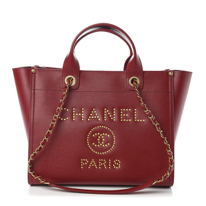 Chanel Caviar Small Studded Deauville Tote Burgundy 1 of 10