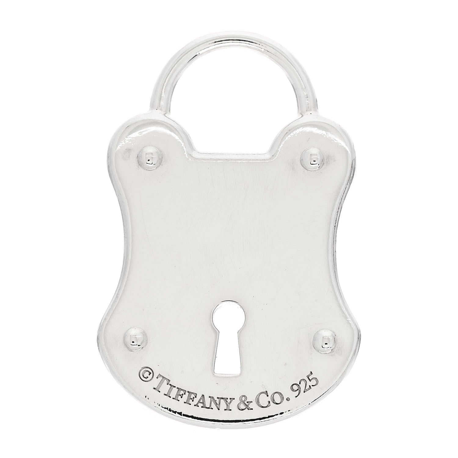 Tiffany Sterling Silver Diamond Emblem Lock Pendant 3 of 4