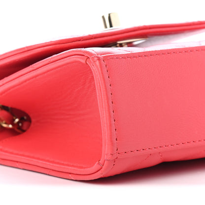 Chanel Lambskin Quilted Mini Trendy CC Chain Wallet Red 8 of 9