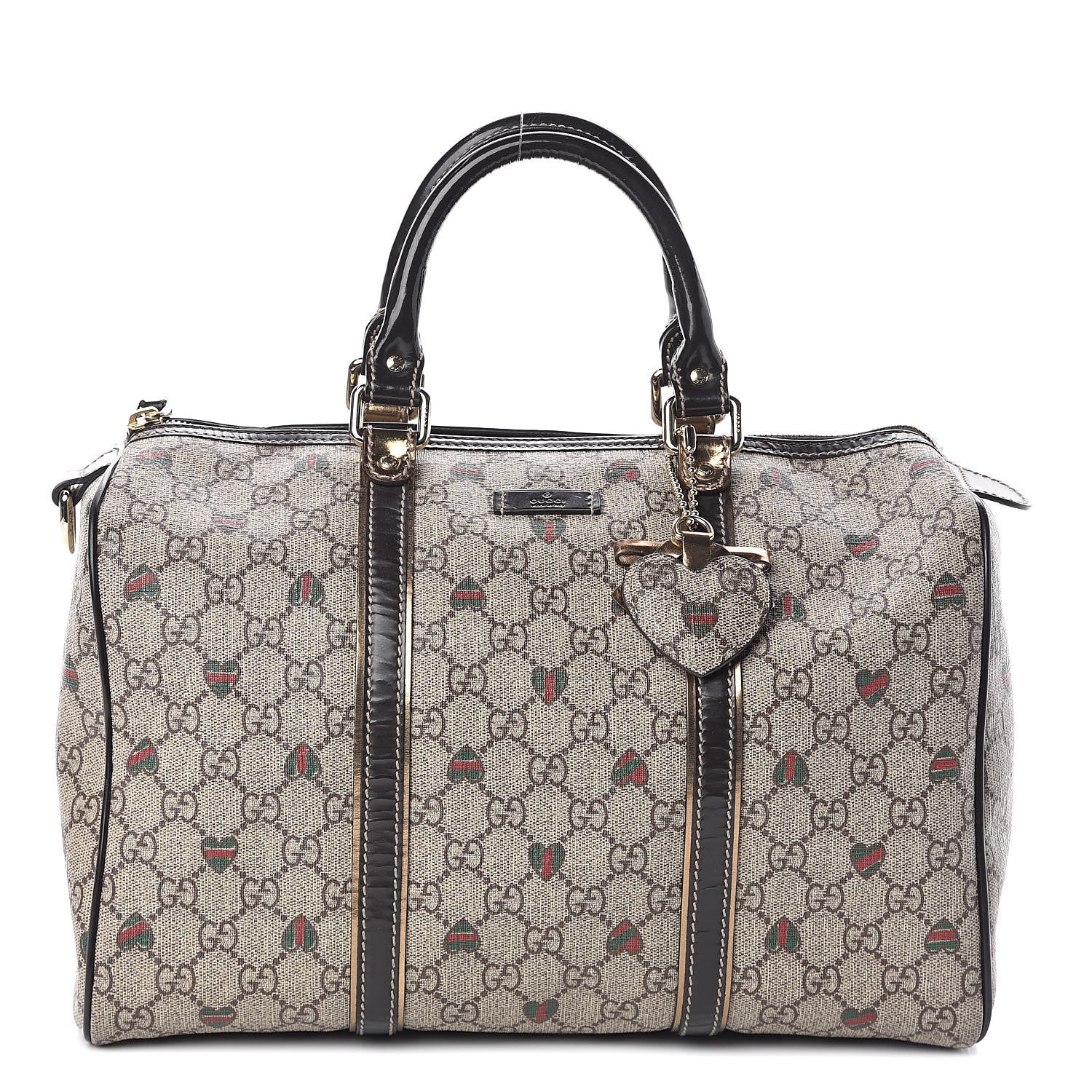 Gucci GG Plus Monogram Hearts Medium Joy Boston Dark Brown 1 of 10
