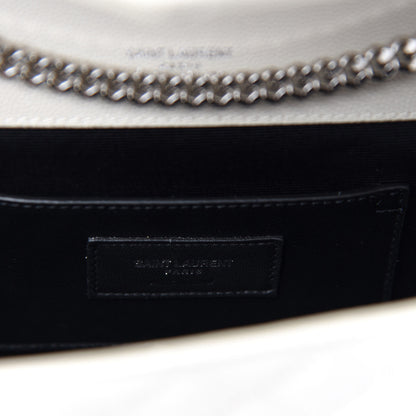 Saint Laurent Grain De Poudre Textured Mixed Matelasse Triquilt Small Monogram Satchel Crema Soft 8 of 10