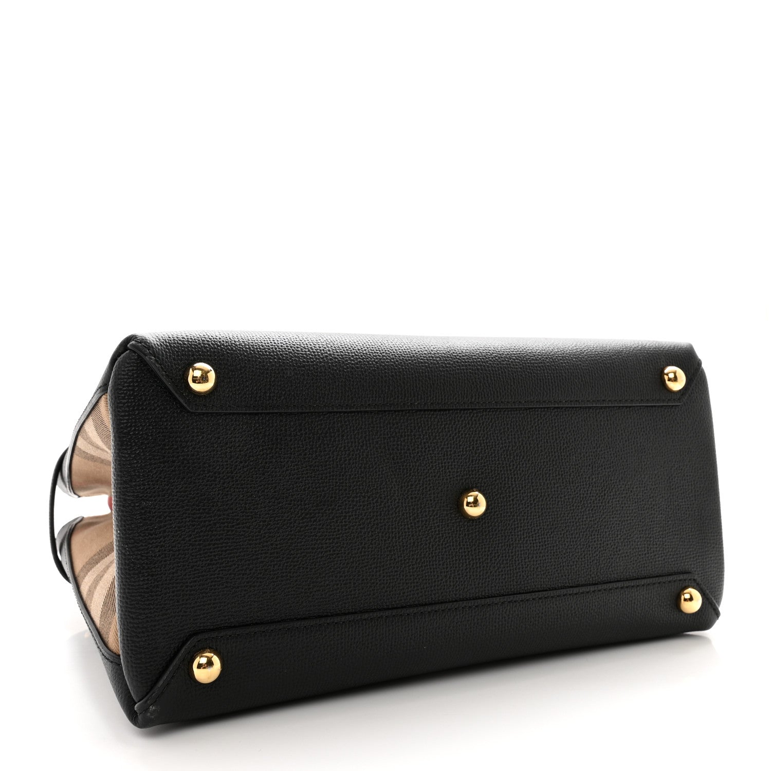 Burberry Derby Calfskin House Check Medium Banner Tote Black 4 of 12