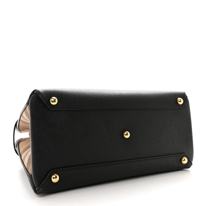Burberry Derby Calfskin House Check Medium Banner Tote Black 4 of 12