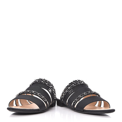 Chanel Grosgrain Chain Sandals 36 Black 6 of 11