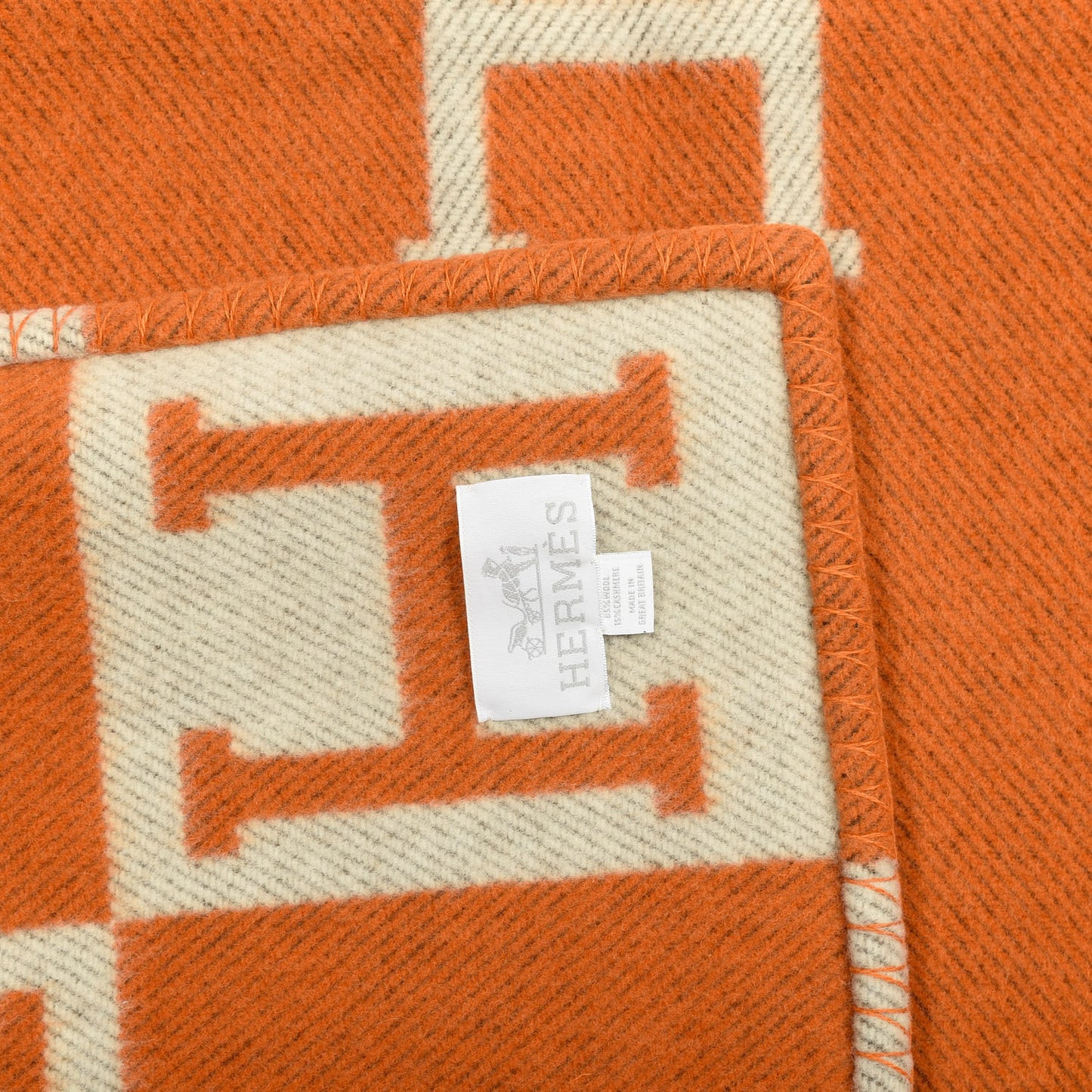 Wool Cashmere Signature Classic Avalon Blanket Ecru Potiron