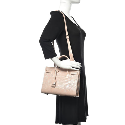Saint Laurent Calfskin Crocodile Embossed Baby Sac De Jour Rose Antic 2 of 10