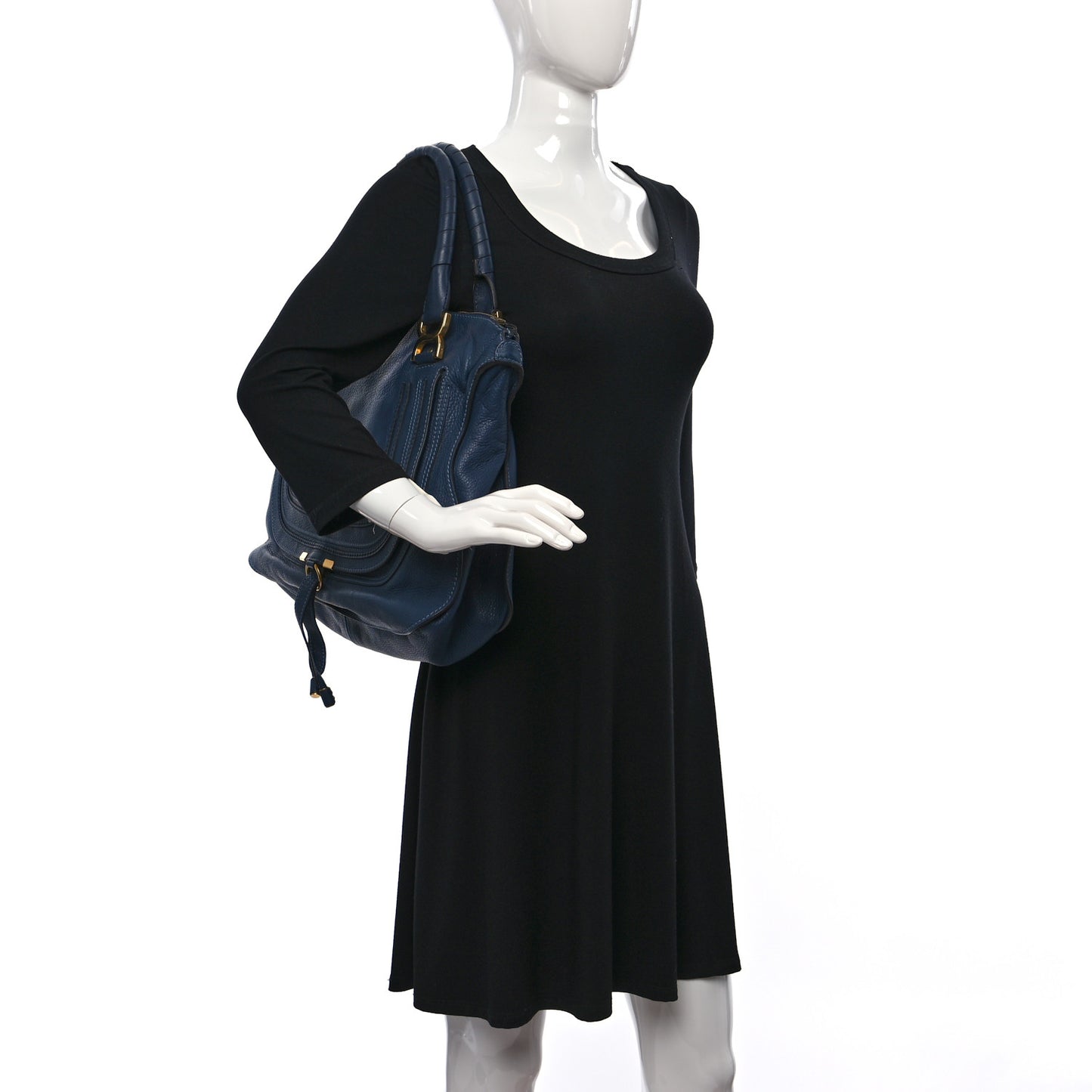 Calfskin Large Marcie Satchel Royal Navy