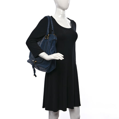 Chloe Calfskin Large Marcie Satchel Royal Navy 2 of 13