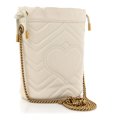Gucci Calfskin Matelasse Mini GG Marmont 2.0 Bucket Bag White 3 of 12