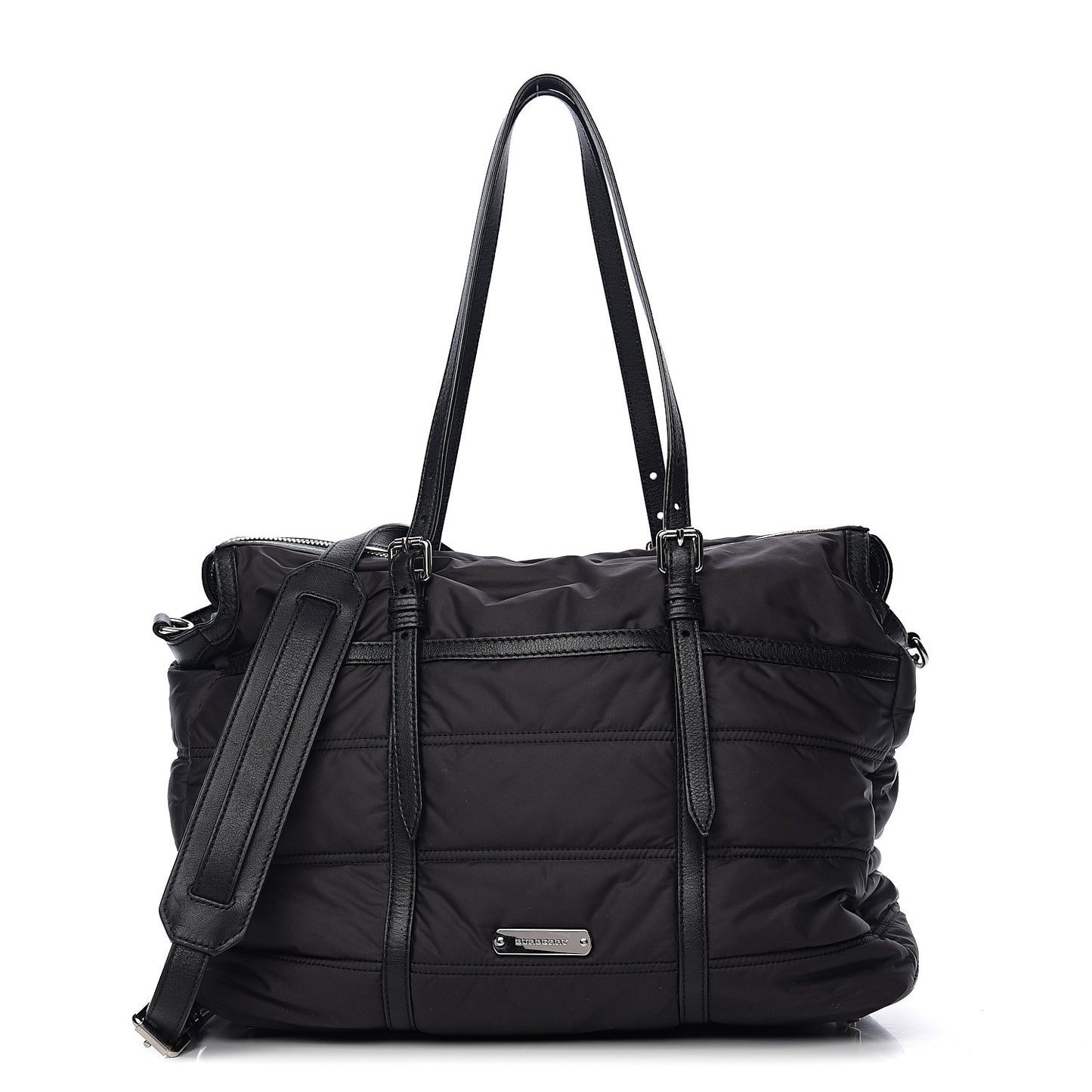 Nylon House Check Quilted Abbey Diaper Bag Black