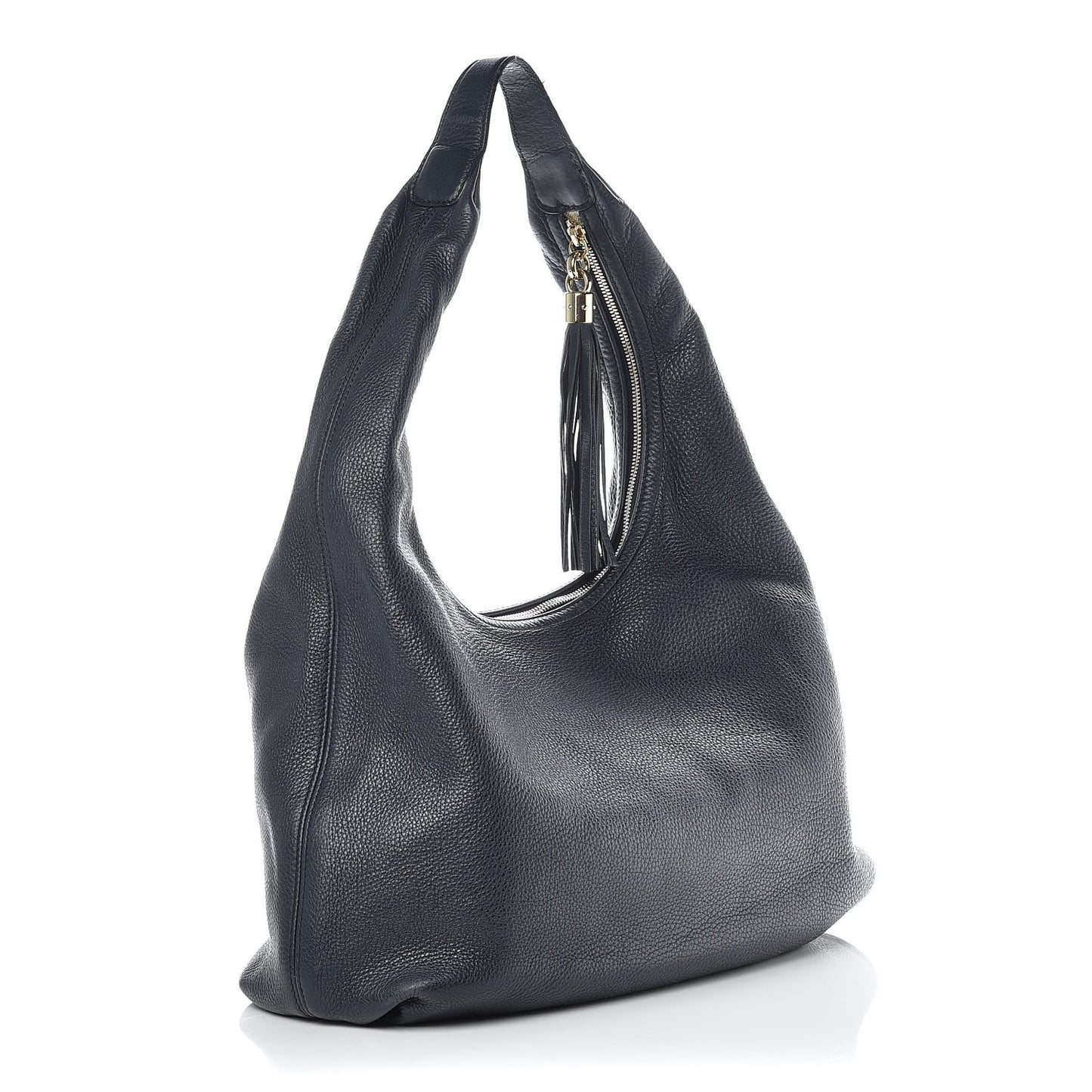Pebbled Calfskin Large Soho Hobo Dark Blue