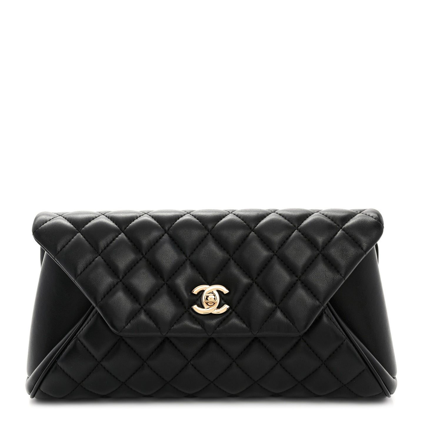 Lambskin Quilted Fold Up Again Clutch Black