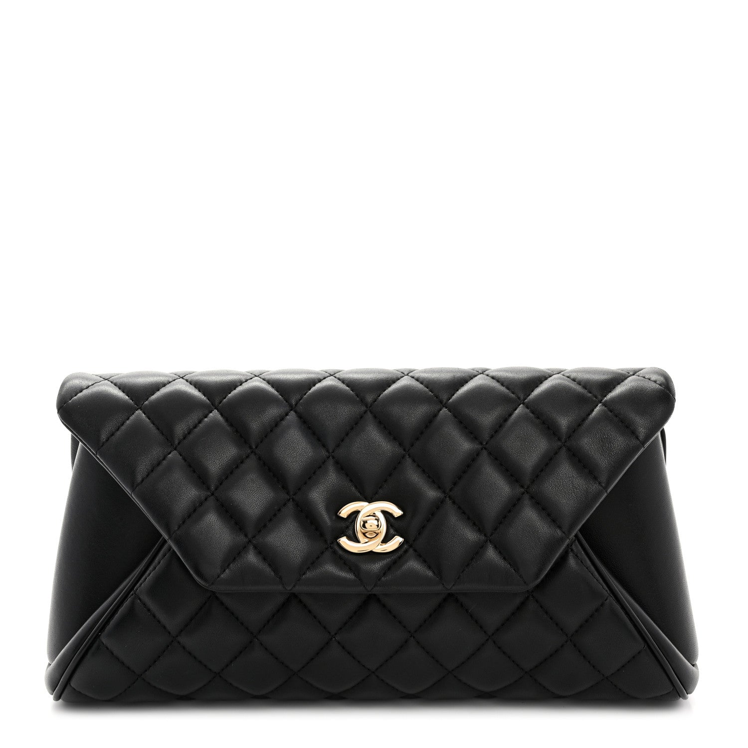 Chanel Lambskin Quilted Fold Up Again Clutch Black 1 of 8