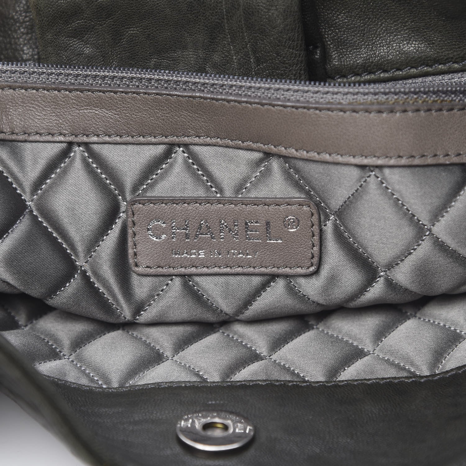 Chanel Distressed Lambskin Le Marais Tote Green 6 of 10