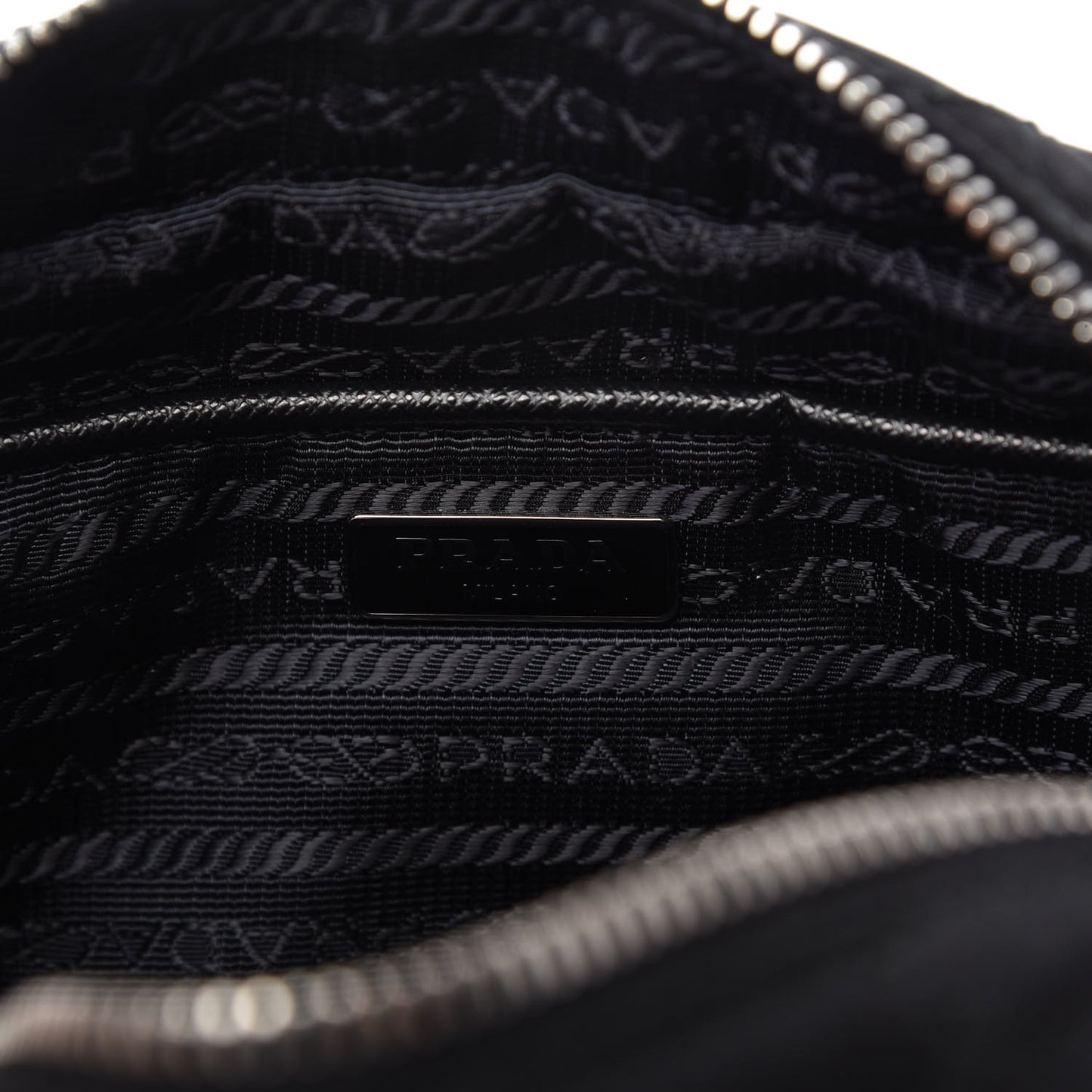 Nylon Tessuto Impuntu Quilted Chain Crossbody Black