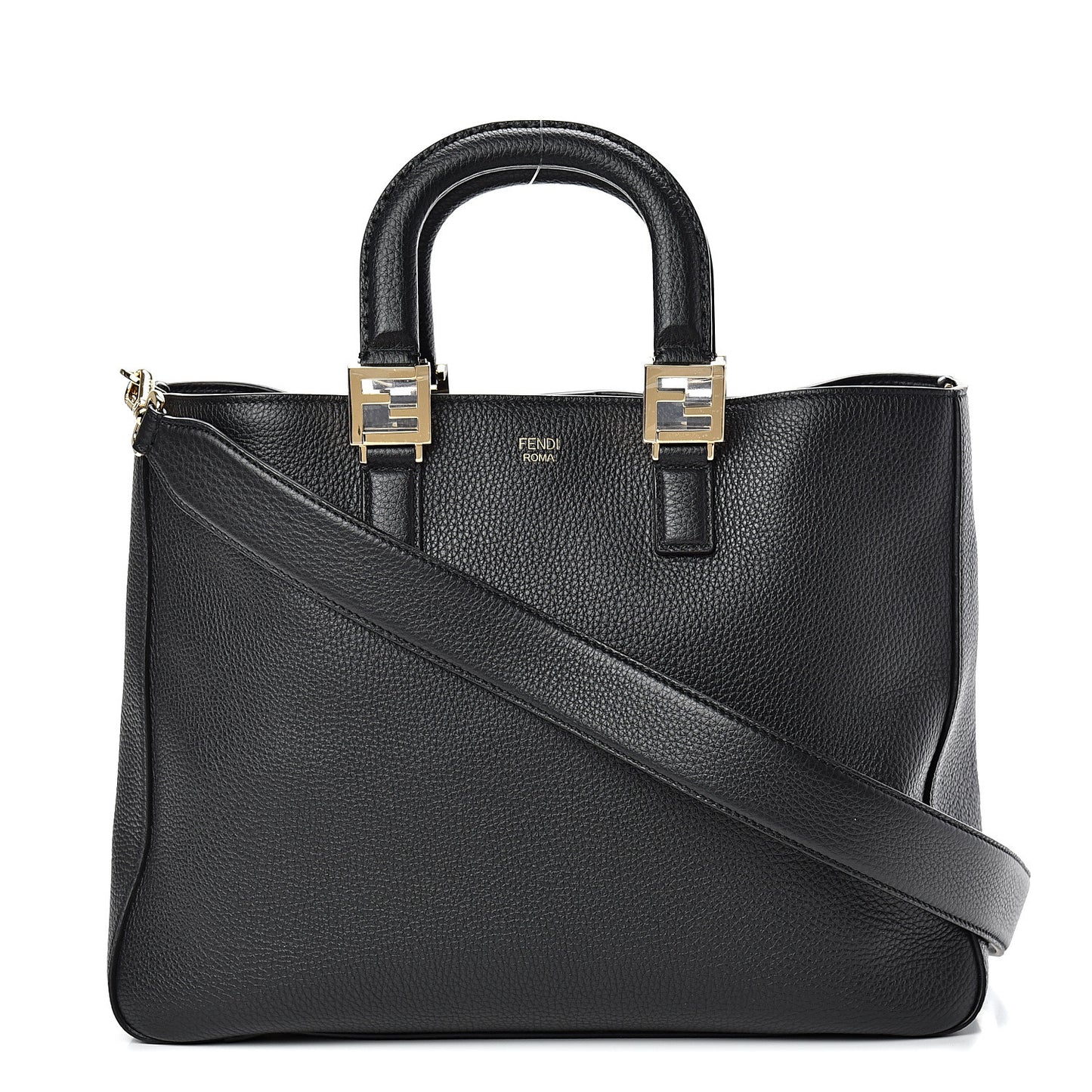 Cuoio Romano Selleria Medium FF Tote Black
