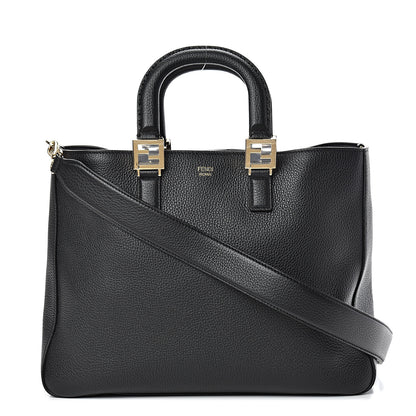 Fendi Cuoio Romano Selleria Medium FF Tote Black 1 of 9