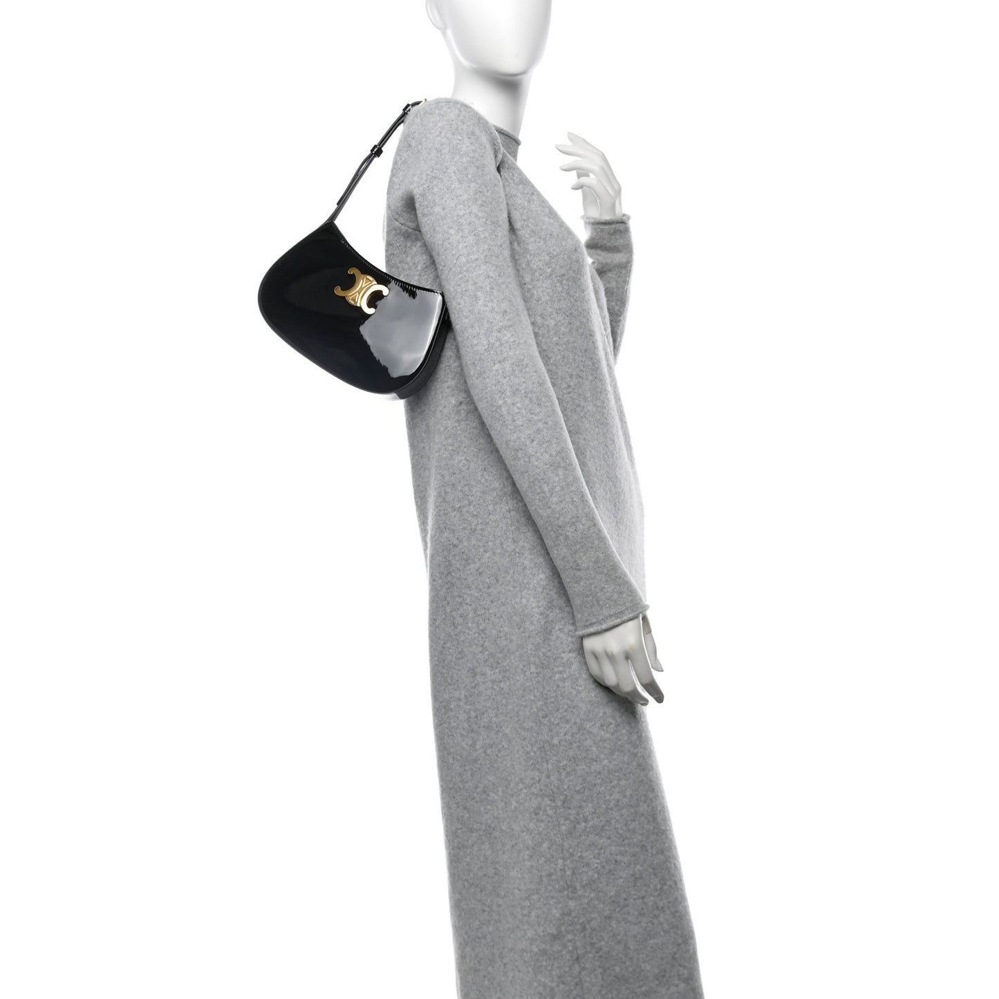 Patent Calfskin Medium Tilly Triomphe Shoulder Bag Black