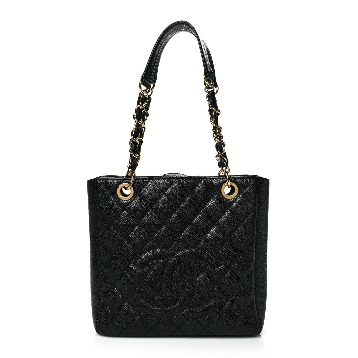 Caviar Quilted Petit Shopping Tote PST Black