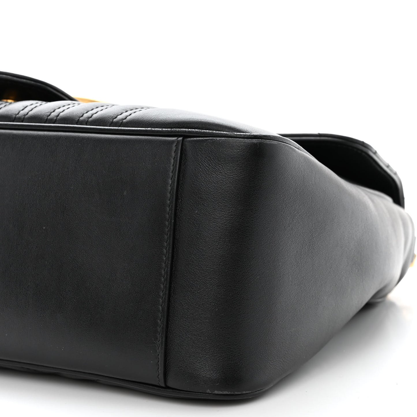 Calfskin Matelasse Medium GG Marmont Top Handle Shoulder Bag Black