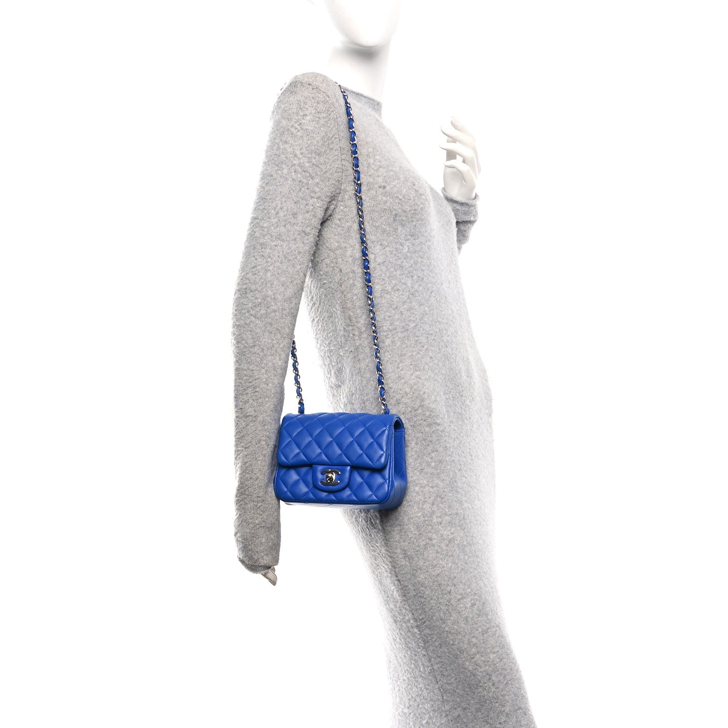 Chanel Lambskin Quilted Mini Square Flap Blue 2 of 12