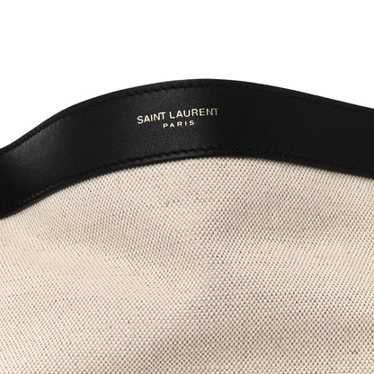 Saint Laurent Canvas Calfskin Tag Hobo White Black 10 of 12